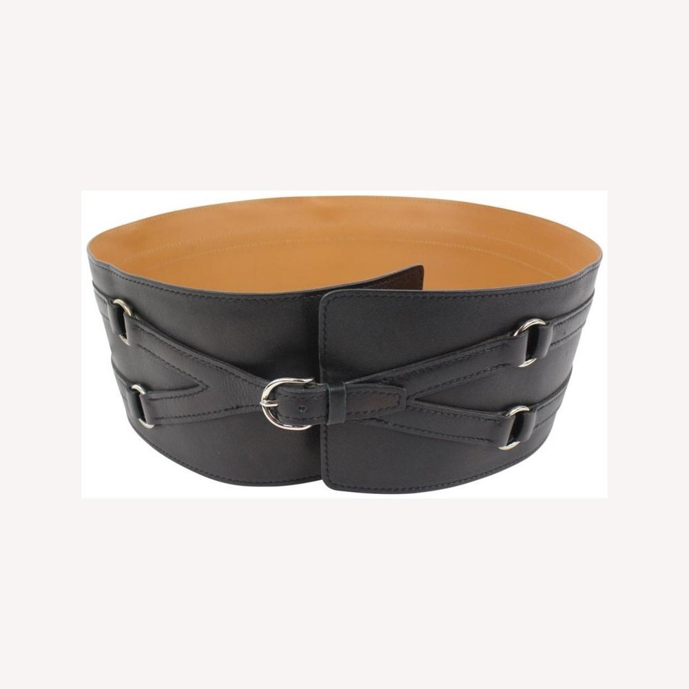 Hermès Black x Brown Corset Waist Belt 55h414s